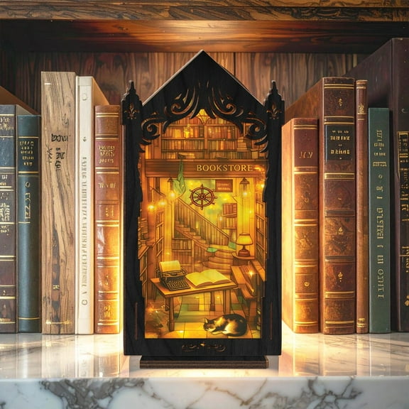 Dreamy Mini Bookstore Book Nook, Cozy Glow Bookshelf Decor, Unique Book Nook, Reading Corner Decor, Book Lover Gift