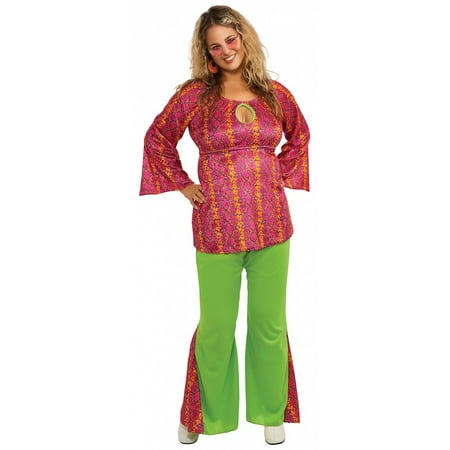 Hippie 60's70's Groovy Girl Flower Power Peace Costume Adult Plus