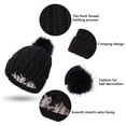thumbnail image 4 of Fashion Satin Lined Stretchy Soft Knit Hats Faux Fur Pom Pom Hat Beanie Hat for Women Winter Beanie Hat LIGHT GREY, 4 of 8