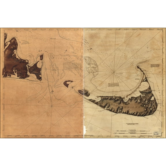 24"x36" Gallery Poster, map of Nantucket & e Marthas Vineyard 1776 p1