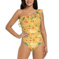 thumbnail image 2 of Yiaed Flowe Chicken Print Women One Piece Swimsuits Tummy Control One Shoulder Bathing Suits Pattern Ruffle Swimwear-Small, 2 of 8