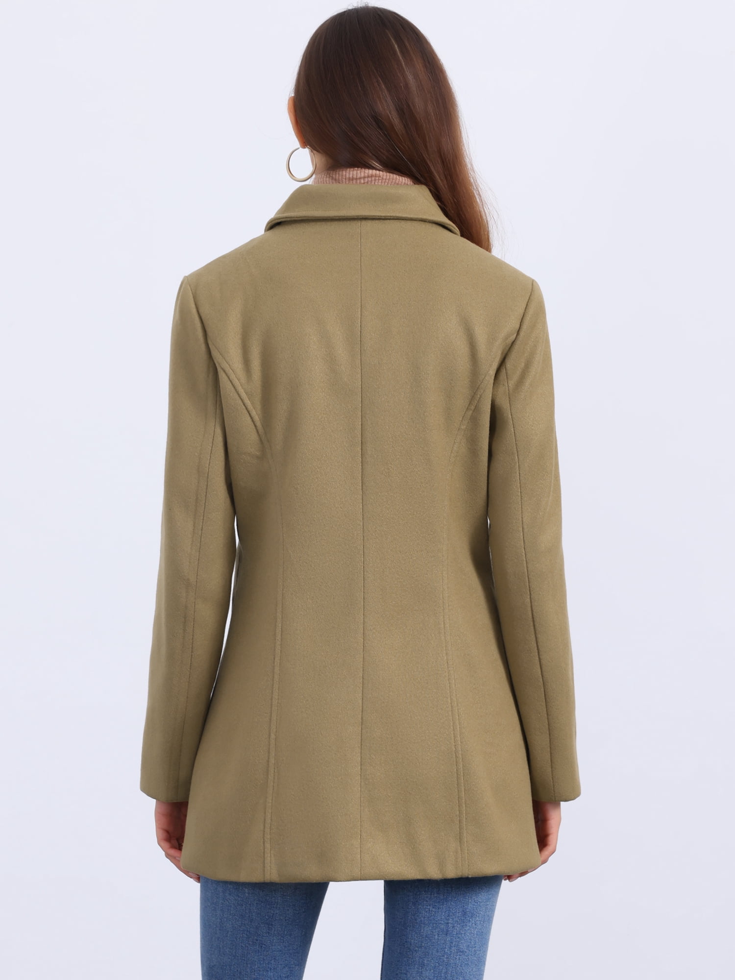 DARING DIVA Women's Double Breasted Long Sleeves Button Down Winter Peacoat M Coffee