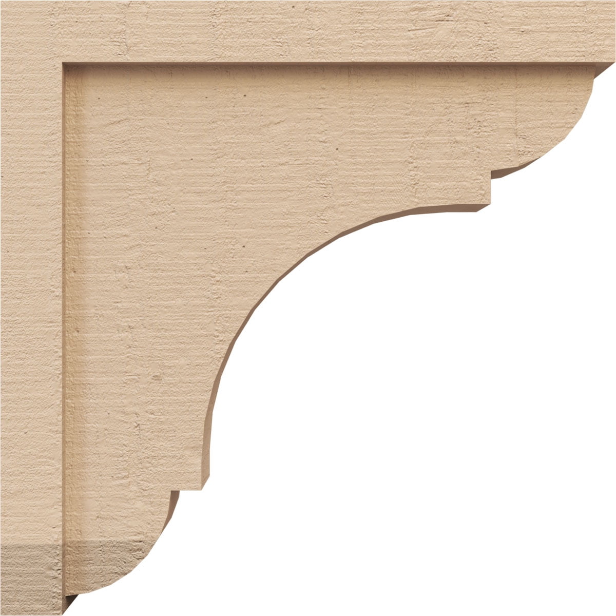 4"W x 16"D x 16"H Thin Bryant Rough Cedar Woodgrain TimberThane Corbel, Primed Tan
