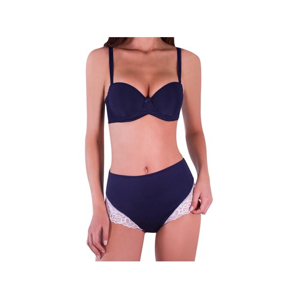 Panty faja vintage control de vientre 2 piezas azul con blanco G I Love Shape 1008