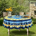thumbnail image 6 of Home Bargains Plus Mediterranean Blue Sun Set of 4 Rectangle Fabric Dining Placemats, 6 of 8