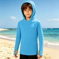 thumbnail image 6 of Boys Hooded Rash Guard with Thumb Hole Long Sleeve, UPF 50+ UV Sun Protection Swim Shirt, Fishing Water Hoodie for Girls Kids Youth Unisex 5-13Y, 6 of 8