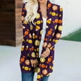 thumbnail image 4 of Lolmot Cardigan Sweaters for Women Halloween Pumpkin Cat Candy Print Knitting Cardigans Open Front Long Sleeve Lightweight Cardigan, 4 of 5