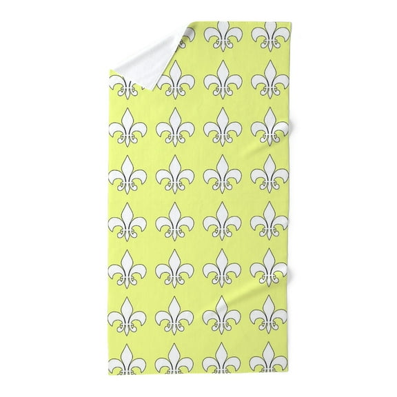 CafePress - Yellow And White Fleur De Lis - Large Beach Towel, Soft 30"x60" Towel with Unique Design