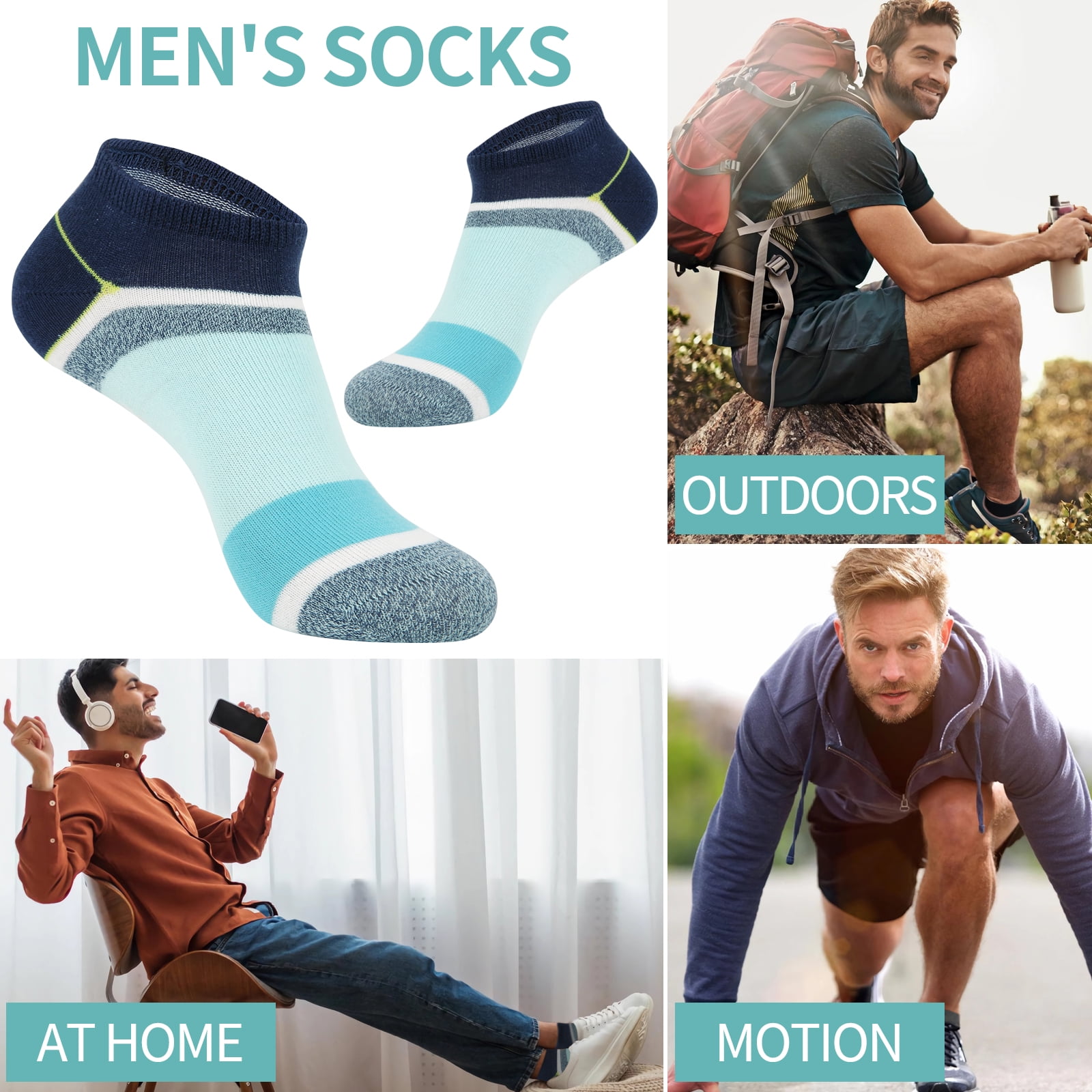 Usavemo 100 Pairs Mens Ankle Socks Bulk Pack Various Moisture Wicking Low Cut Sample Socks Value Sock for Men Size 9-11