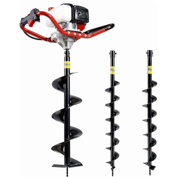 G 52CC PETROL EARTH AUGER 3 AUGER BITS Ø 100/150/200MM* LENGTH 800MM -RED/BLACK