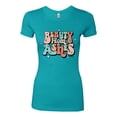 thumbnail image 2 of Wild Bobby Beauty From Ashes Groovy Font With Stars Vintage Women Slim Fit Junior Tee, Tahiti Blue, Medium, 2 of 6