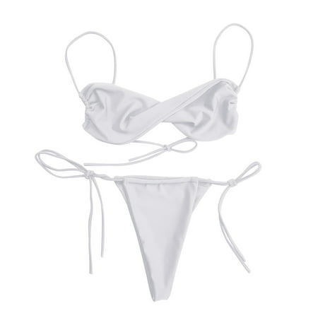 

Pianpianzi Swim Lesson Equipment Halter Sports Top Swim Romper Women Women s Solid Color Cross Tie Split Sexy Bikini Swimwear