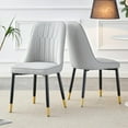 thumbnail image 4 of SUDICA 7 Piece Black and Gold Dining Set, Glass Table with Grey PU Chairs for Kitchen, 4 of 10
