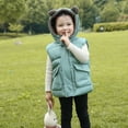 thumbnail image 4 of Chaleco acolchado con capucha para niños y niñas pequeños, chaqueta de invierno cálida y ligera, sin mangas, con cremallera y orejas de oso, 4 of 5