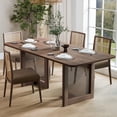 thumbnail image 2 of Cinna 67"x33.5" Soild Wood Dining Table Rattan Rectangle Kitchen Table, Walnut, 2 of 7