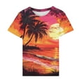 thumbnail image 3 of Hvyesh Womens Hawaiian Shirt Palm Trees Beach Graphic Tee Tops Summer Vacation Short Sleeve Tshirt Tops Casual Round Neck Blouses zd-Multicolor,XL, 3 of 5