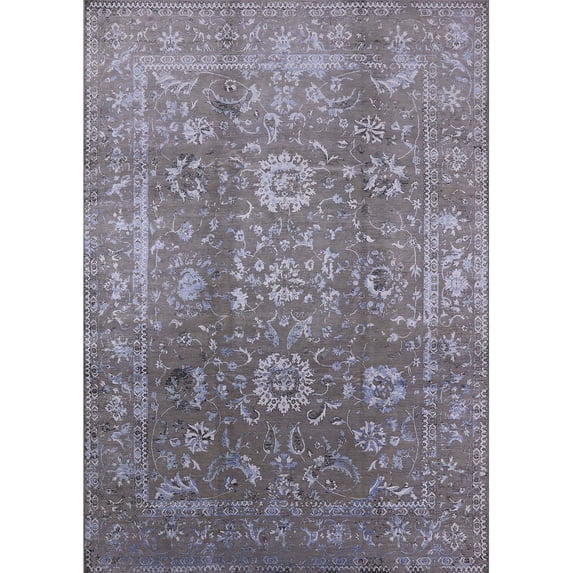 Ahgly Company Machine Washable Indoor Rectangle Industrial Modern Cloudy Gray Area Rugs, 5' x 8'