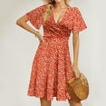 thumbnail image 5 of WTOBBY Women's Summer Dress Loose Beach Vacation Casual Deep V Neck Vest Style Floral Print Shirt Dress, Elegant for Resort and Holiday,Vermilion L, 5 of 5