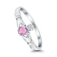thumbnail image 4 of Claddagh Heart Promise Ring Pink CZ 925 Sterling Silver Size 4, 4 of 7