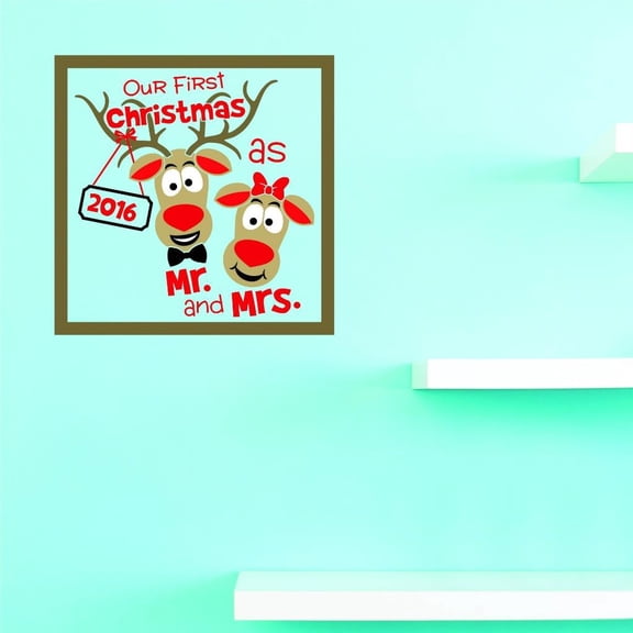 Custom Decals Our First Christmas 2016 As Mr And Mrs Wall Art Size: 12 X 12 Inches Color: Multi