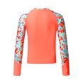 thumbnail image 2 of YEAHDOR Kids Girls Long Sleeve Swim Tops Butterflies Print Surfing Swimming Sweatshirt Rash Guard Tops Orange 6, 2 of 7