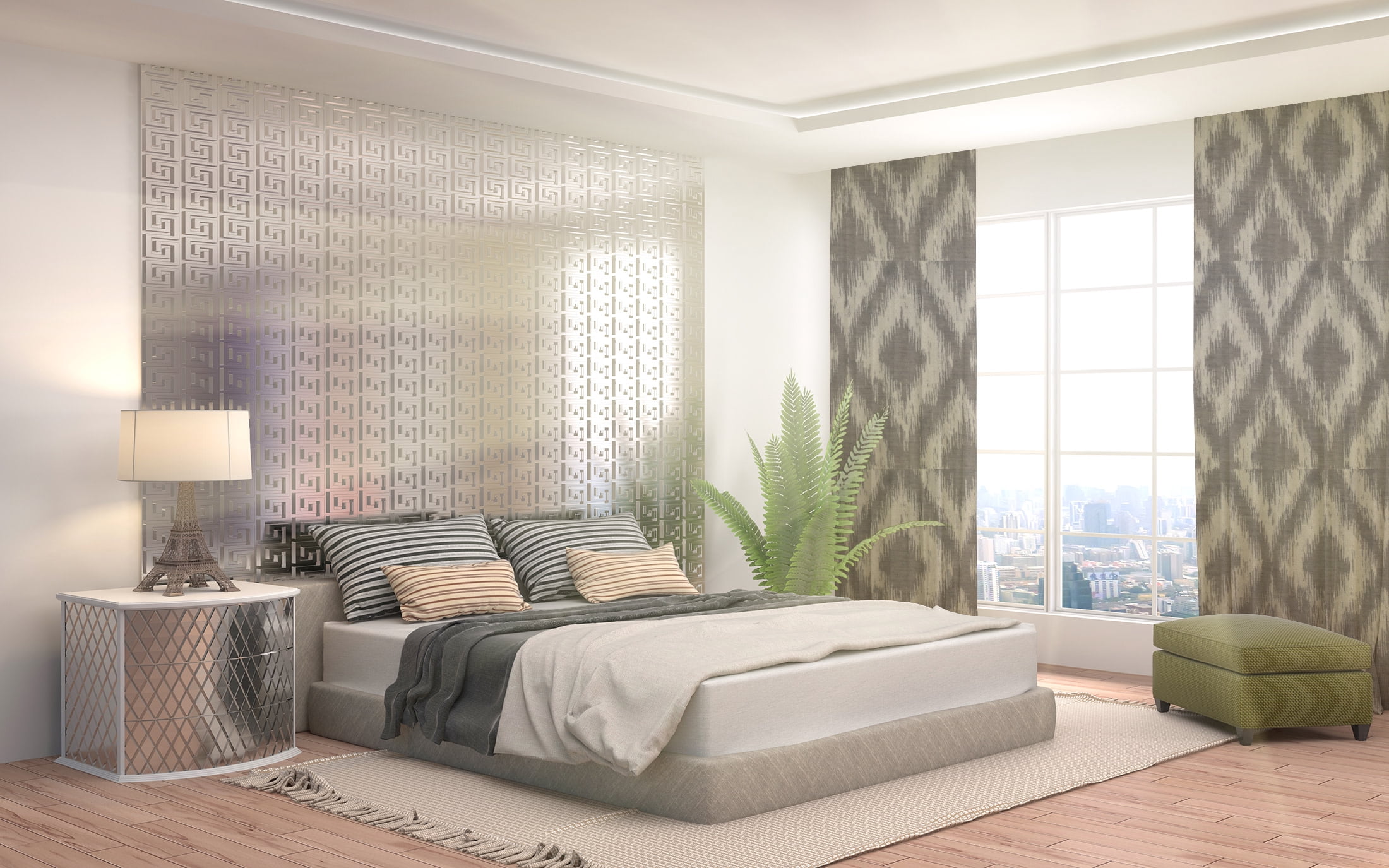 Inspired Surrounding Single Window Panel with Rod Pocket, Grey Jacquard