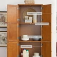 thumbnail image 4 of Farmhouse Corner Storage Cabinet with 8 Doors, 72" H Wooden Kitchen Pantry with 4 Shelves, 4-Tier Freestanding Bookshelf, Rack for Living Room (Oak - Square, 24" W x 12.4" D x 72" H), 4 of 9