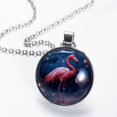 thumbnail image 2 of Flamingo Glass Design Circular Pendant Necklace for Women - Elegant Statement Jewelry Piece for Every Occasion, 2 of 5