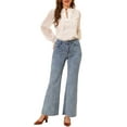 thumbnail image 2 of Allegra K Women's Stretch Denim Jeans Retro High Waist Straight Leg Ankle Pants, 2 of 6