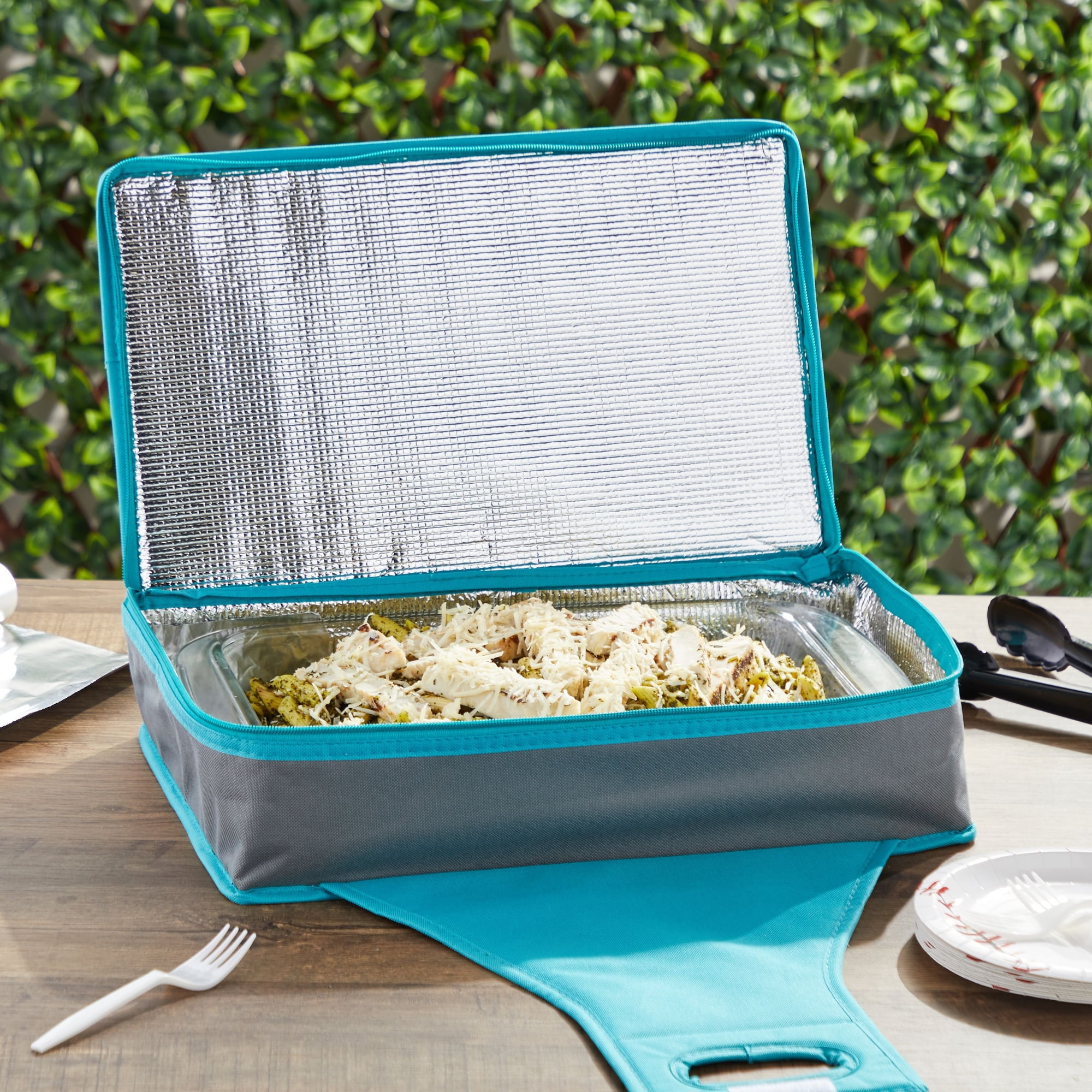 Insulated Casserole Carrier, Thermal Lunch Container for Hot Food  Transport, Picnics (Teal and Gray, 16 x 10 x 4 In)