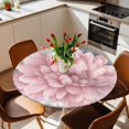 thumbnail image 2 of Pink Gray Flowers Elastic Fitted Round Table Cover Spring Pastoral Waterproof Outdoor Tablecloth for Holiday Party, Picnic, Patio & Dining Fits Tables Up to 45"-54", 2 of 8