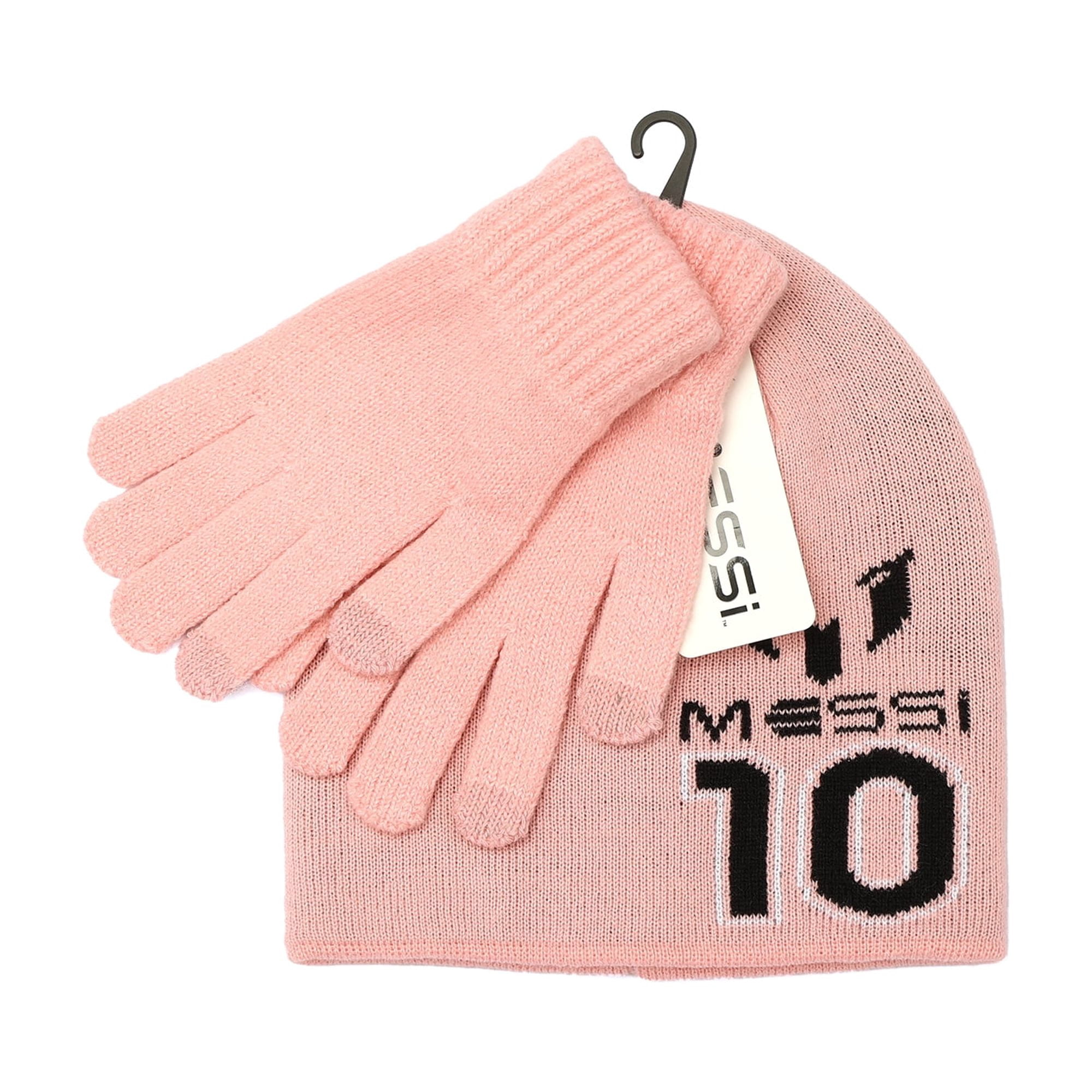 Messi Boy's Beanie Hat and Glove Set, 2-Piece, One Size Fits Most in the Age Group 4-10