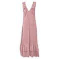 thumbnail image 4 of Ovbmpzd Shift Casual Summer Dresses for Women Maxi Pink Elegant Ruffle Dresses V-Neck Sleeveless Casual Dresses Casual Dresses,L, 4 of 6