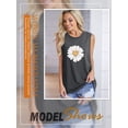 thumbnail image 3 of ZXSXSY Women Daisy Print Crew Neck Sleeveless Tank Top, 3 of 6