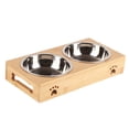 thumbnail image 3 of Cuenco de cerámica para gatos, cuenco doble de bambú para mascotas, cuenco doble de cerámica para mascotas, mesa de bambú para mascotas con cuencos de cerámica multifuncional, 3 of 10