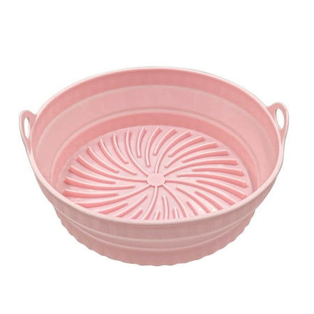 

CUH Silicone Pot Heat Resistant Basket Mat Air Fryer Kitchen Tool Liner Reusable Microwave Accessories Square Easy Cleaning Round Baking Round Pink 20cm Diameter