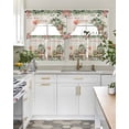 thumbnail image 4 of Eucalyptus Trucks Swag Kitchen Curtains Sets for Windows 24 Inch Length, Spring Farmhouse Floral Leaves Burlap Short Window Curtain Panels Swags Valances and Tiers 3 Piece Set for Cafe/Dining Room, 4 of 5
