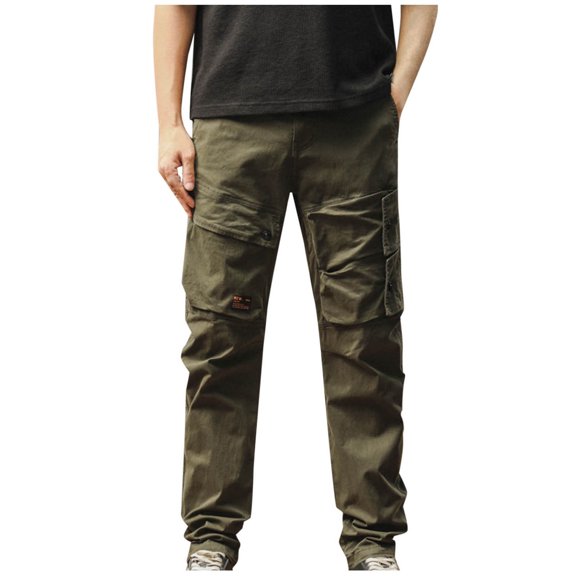 Dagegui Men's Multi-Pockets Cargo Pants Cotton Elastic Waist Tactical Pant Lightweight Outdoor Hiking Athletic Trousers Army Green M