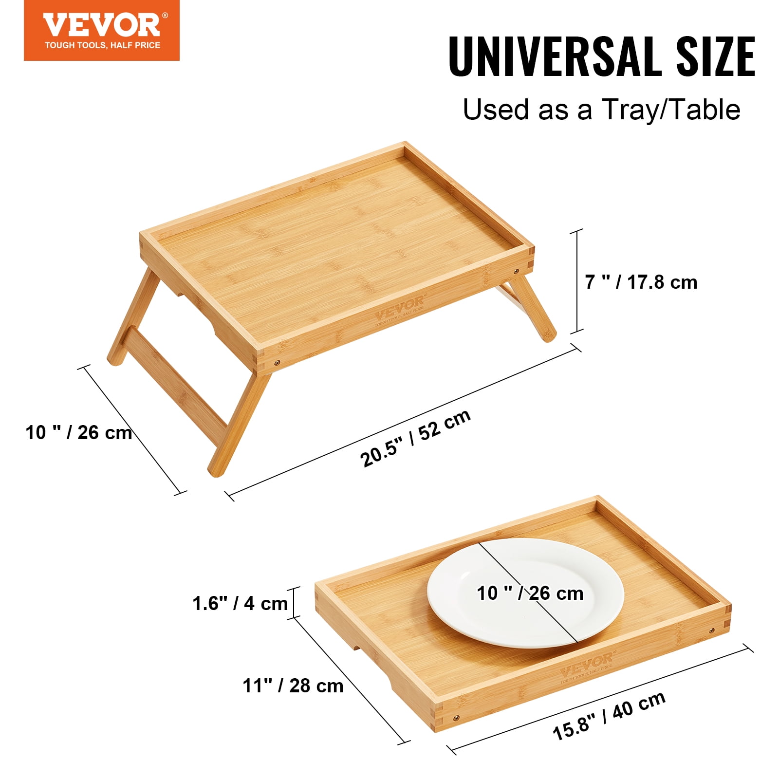 BENTISM Bamboo Bed Tray Breakfast Serving Table Laptop Desk with Foldable Legs