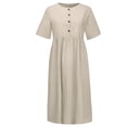 thumbnail image 2 of Robe pour Femmes Robe Évasée Midi Robe Buttoin Vêtements pour Femmes Adultes Kaki Taille TG, 2 of 6