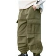 thumbnail image 2 of Cethrio Boys Cargo Pants Size 14-16 T, Waterproof Elastic Waist Athletic Casual Jogger Pants Army Green, 2 of 4