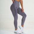 thumbnail image 2 of ZHAOCHENG Leggings sin costuras para mujer, cintura alta, entrenamiento, gimnasio, contorno de sonrisa, pantalones de Yoga, medias, azul marino, 2 of 5