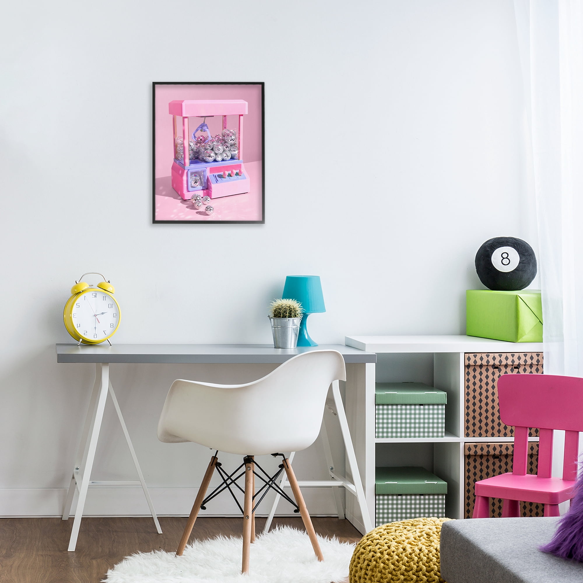 Stupell Industries Disco Ball Claw Machine Black Framed Giclee Art, design by LISH Creative