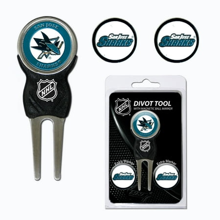 Team Golf NHL San Jose Sharks Divot Tool Pack With 3 Golf Ball Markers