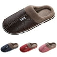 thumbnail image 6 of Daznico Unisex Leather Slippers Waterproof Indoor Outdoor House Shoes Solid Color Plush Lined Warm Cozy for Fall Winter,Color:Coffee,Size：9.5, 6 of 9