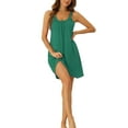 thumbnail image 1 of Camisón sin mangas para mujer INSPIRE CHIC, pijama elástico con tirantes anchos, camiseta de dormir corta, talla XS, verde oscuro, 1 of 6