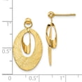 thumbnail image 4 of Auriga 14k Yellow Gold Scratch Finish Oval Dangle Earrings for Women (L-24mm, W-3mm), 4 of 4
