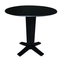 42" Round Solid Wood Dual Drop Leaf Pedestal Dining Table
