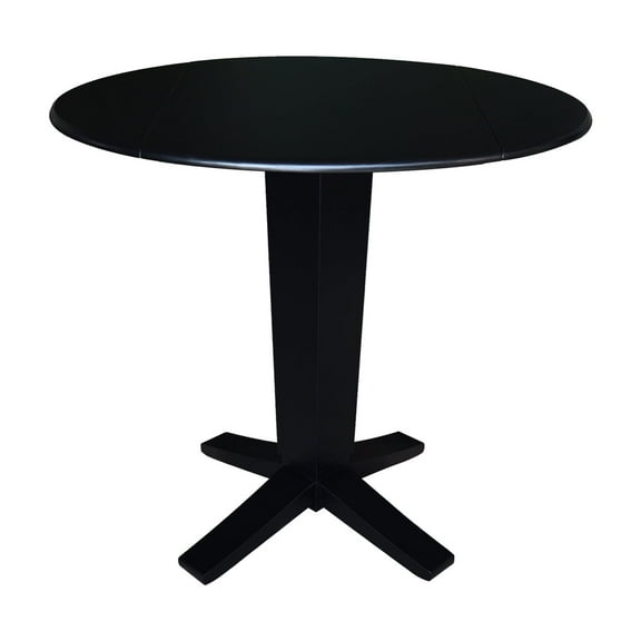 42" Round Solid Wood Dual Drop Leaf Pedestal Dining Table