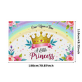 thumbnail image 7 of Once Upon a Time A Little Princess Themed Background, Rainbow Crown Floral Banner, Party Decoration, Birthday Party Supplies, Photography Props, Girls Party Decor, 7 of 7
